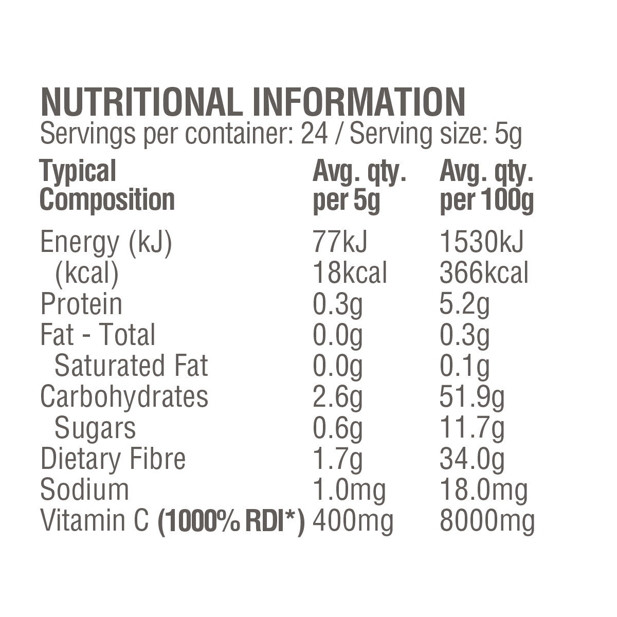 Amazonia Raw Wholefood Extracts Organic Vitamin C+ (Passionfruit Flavour)