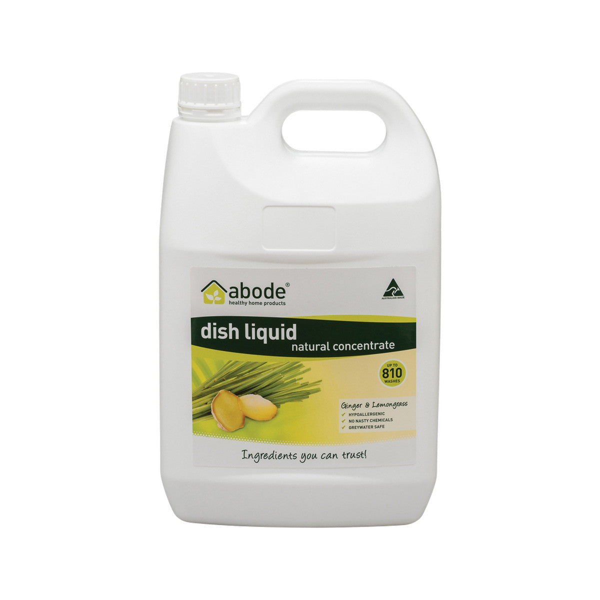 Abode Dish Liquid Concentrate Ginger & Lemongrass 4L