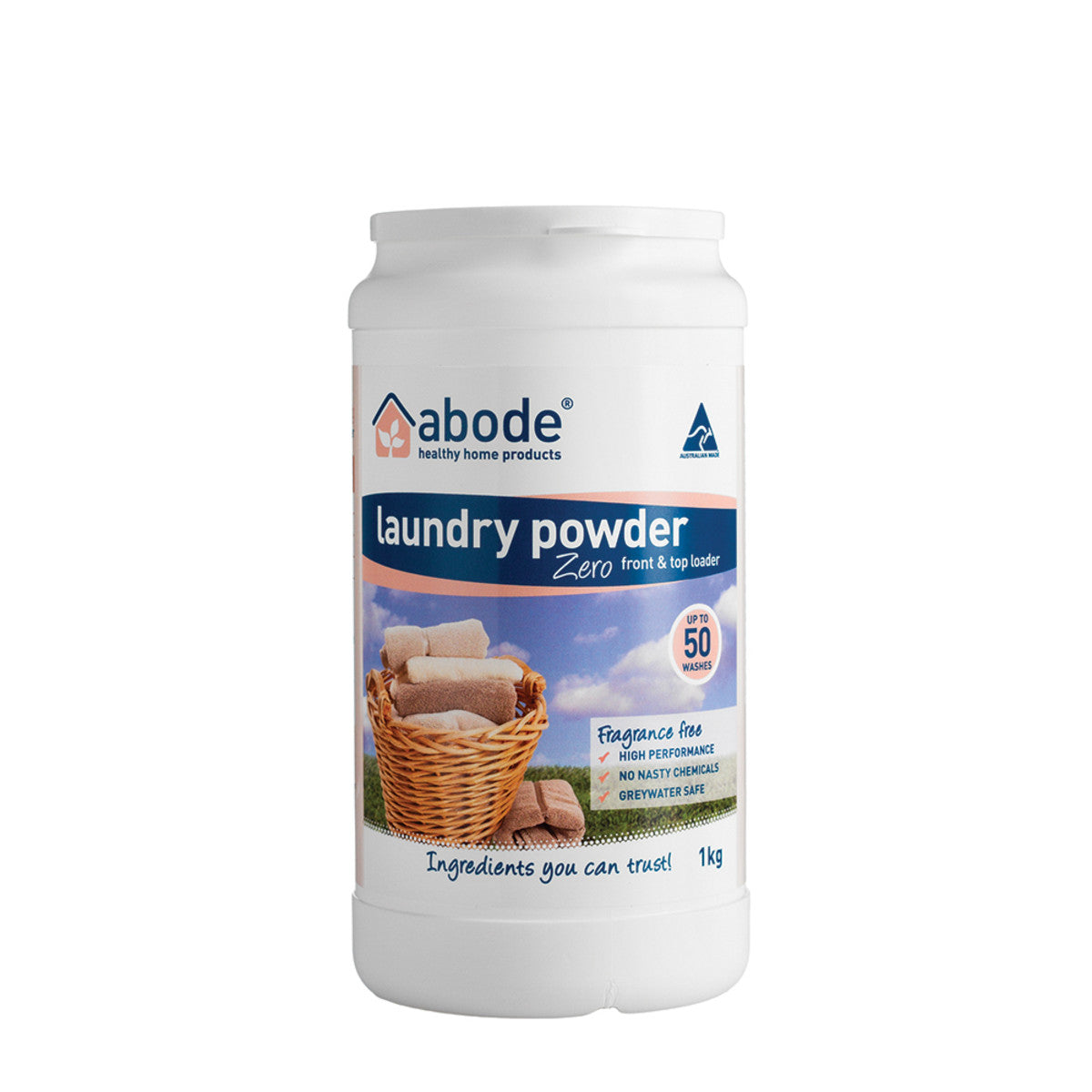 Abode Laundry Powder (Front & Top Loader) Zero 1kg