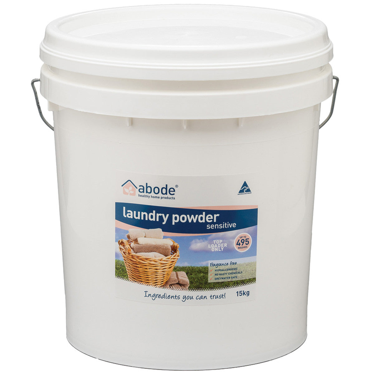 Abode Laundry Powder (Front & Top Loader) Zero Bucket 15kg