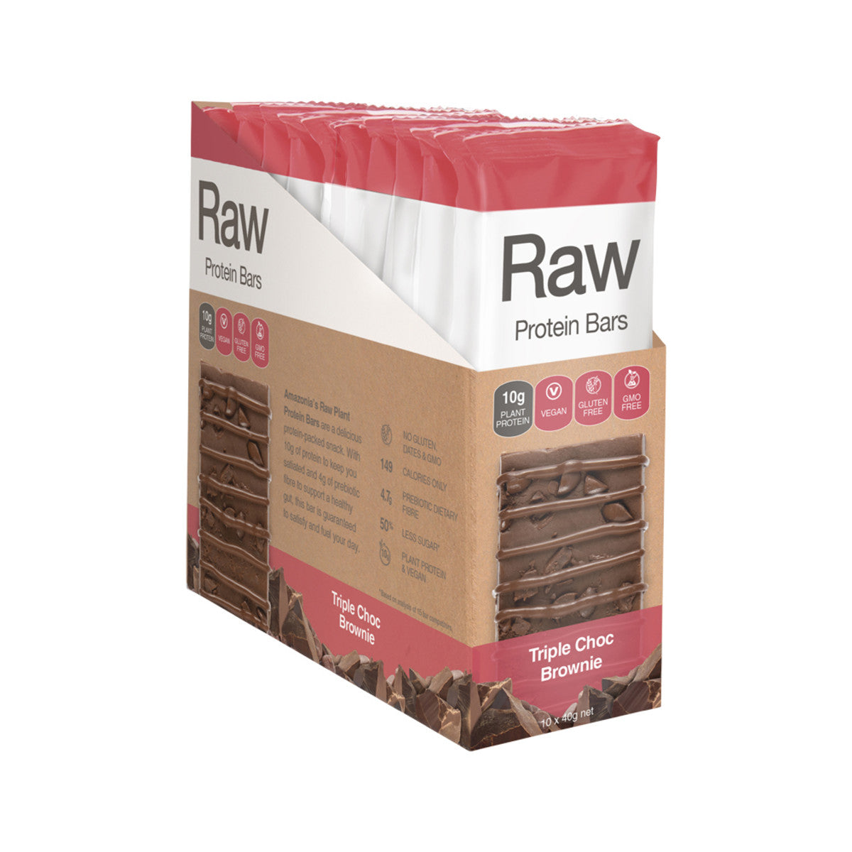 Amazonia Raw Protein Bar Triple Choc Brownie 40g x 10 Display