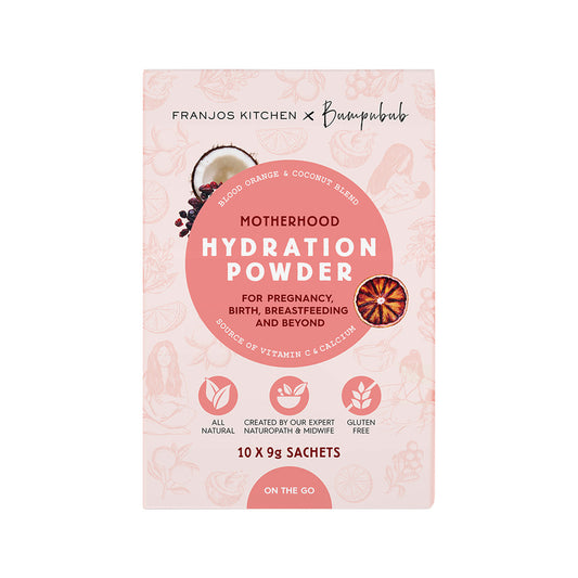 Franjos Kitchen Motherhood Hydration Powder Blood Orange & Coconut Water (On the Go) Sachet 9g x 10 Pack