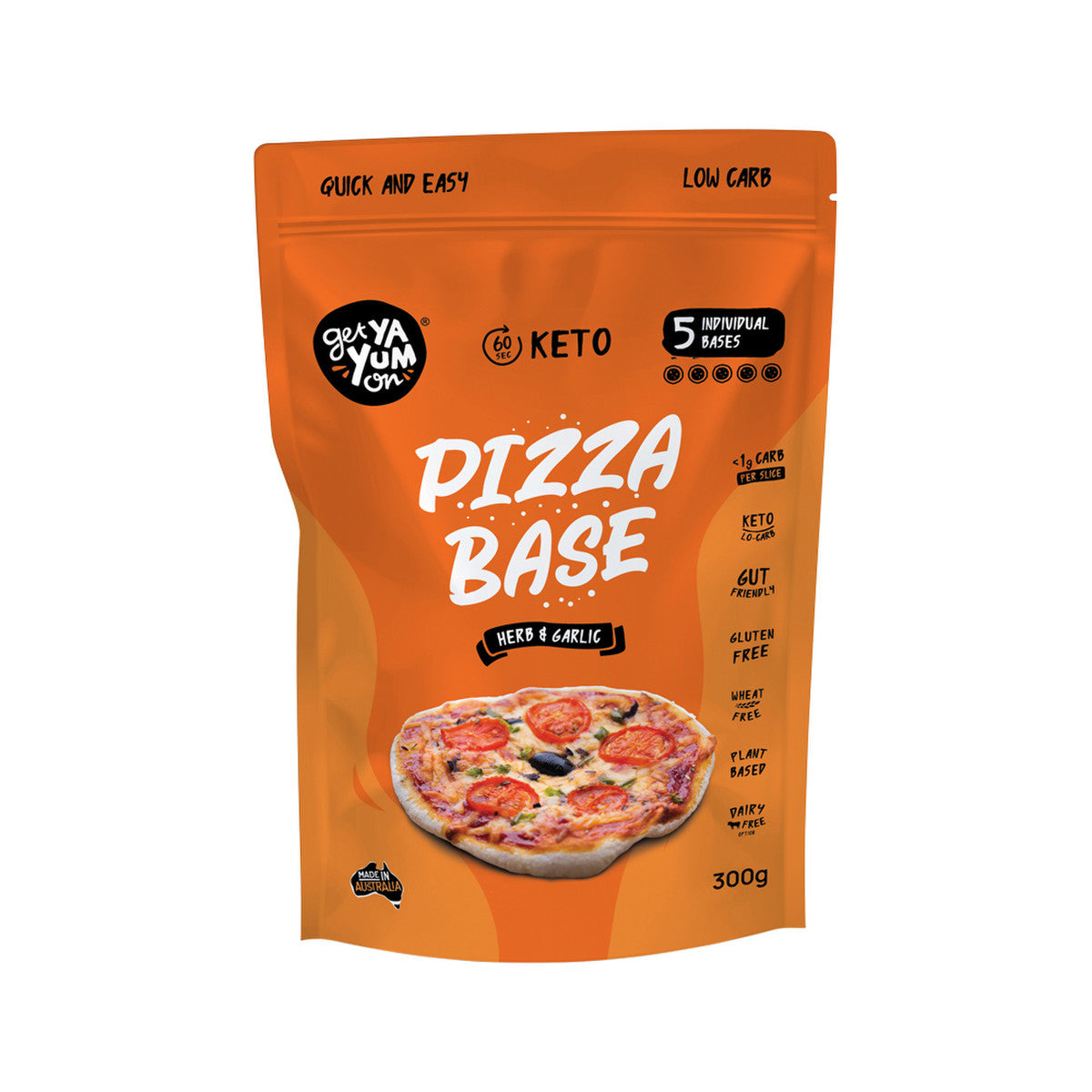 Get Ya Yum On (60 sec Keto) Pizza Base Herb and Garlic 300g