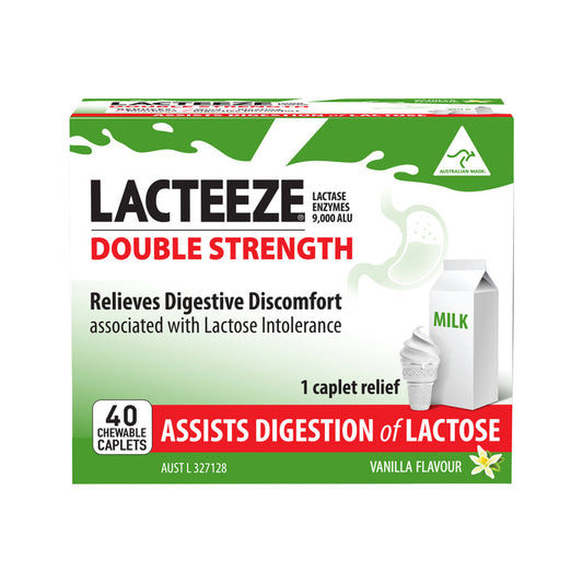 Lacteeze Double Strength Chewable (vanilla flavour) 40c